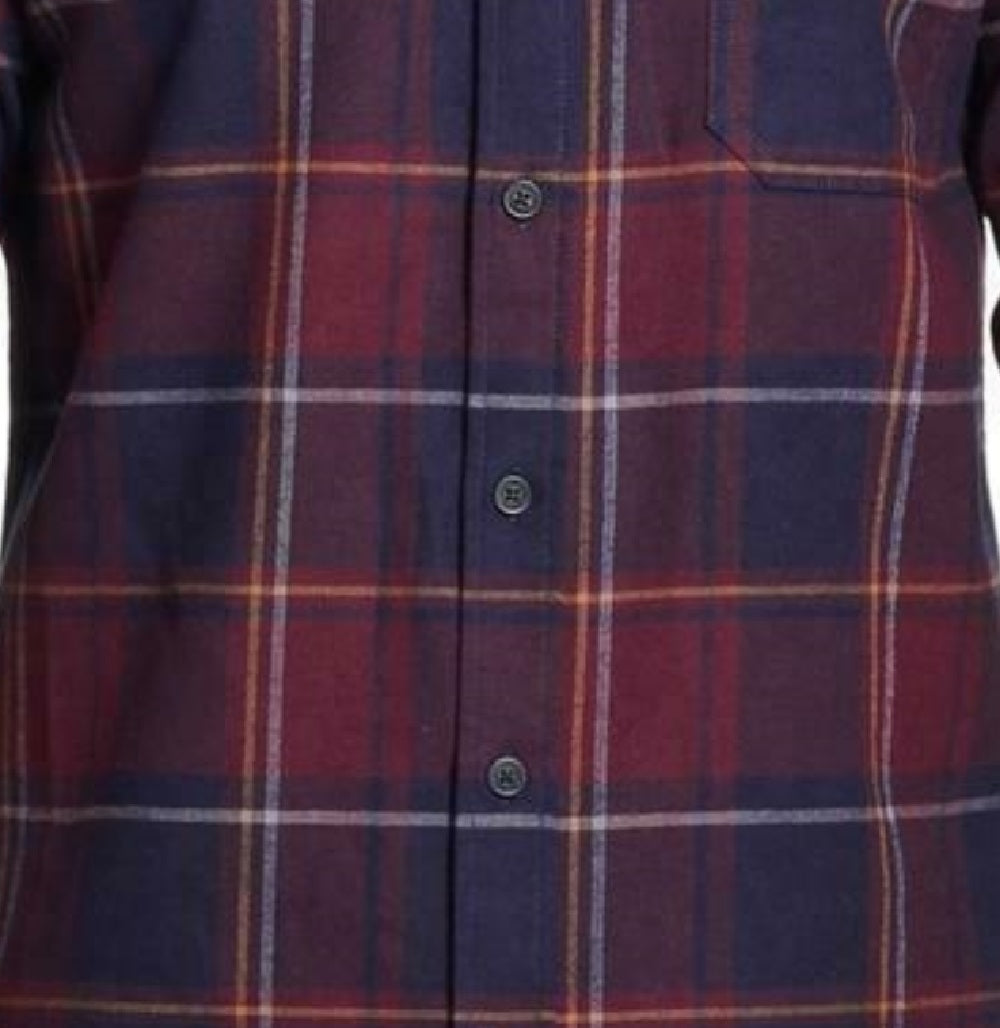 Camisa xadrez masculina de flanela antiga escovada à prova de intempéries, tamanho 2 extra grande, cor sangue de boi