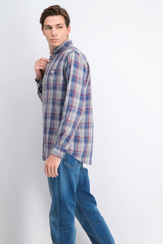 Camisa xadrez masculina à prova de intempéries, azul-pomba, tamanho 3 extra grande