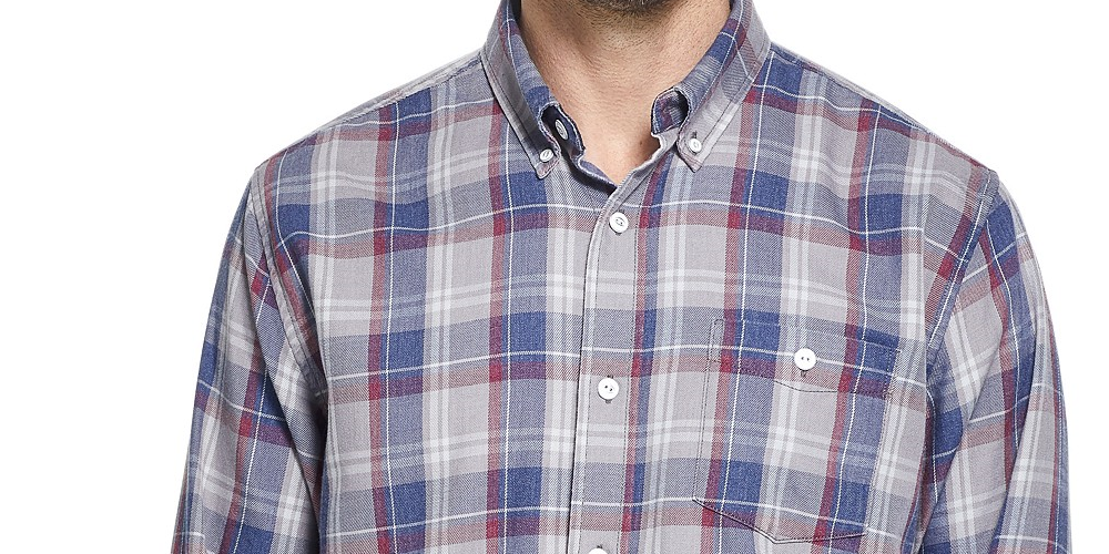 Camisa xadrez masculina vintage à prova de intempéries, cinza, tamanho médio