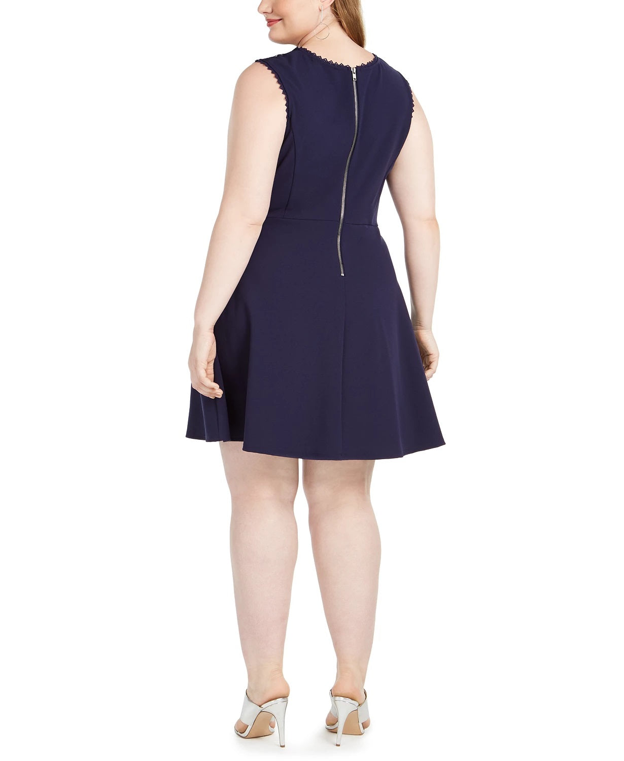 Vestido feminino elegante e moderno com acabamento em renda, azul, tamanho 16