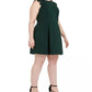 Vestido plus size com acabamento em renda e ajuste evasê feminino sem palavras, verde, tamanho XX-G