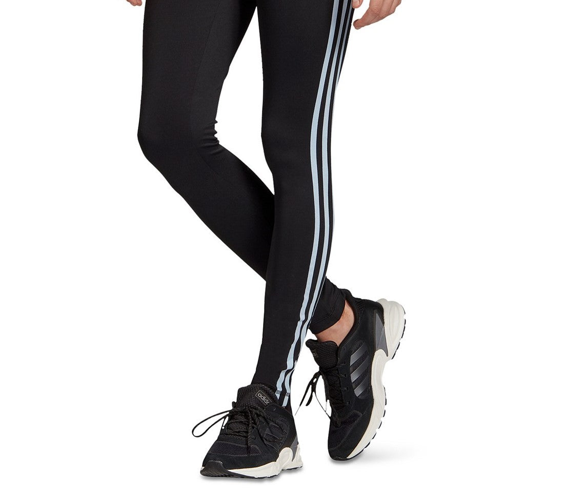 Calça legging feminina Adidas Design 2 Move 3 listras de cintura alta, preta, tamanho extra pequeno