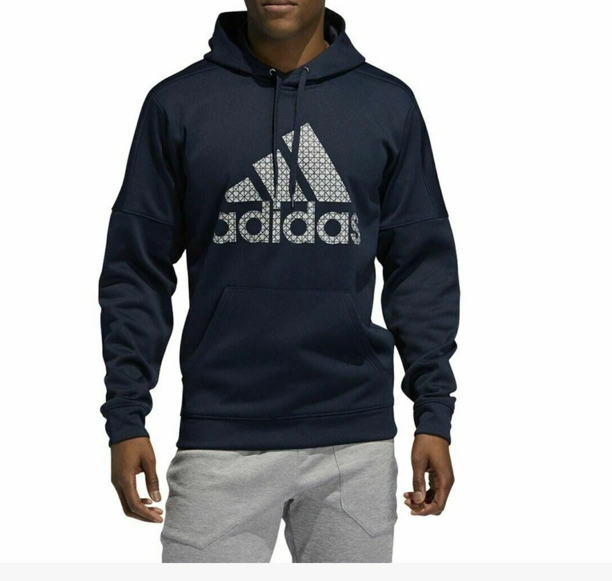 Moletom com capuz Adidas Team Issue Fleece Logo Masculino Azul Escuro Tamanho P