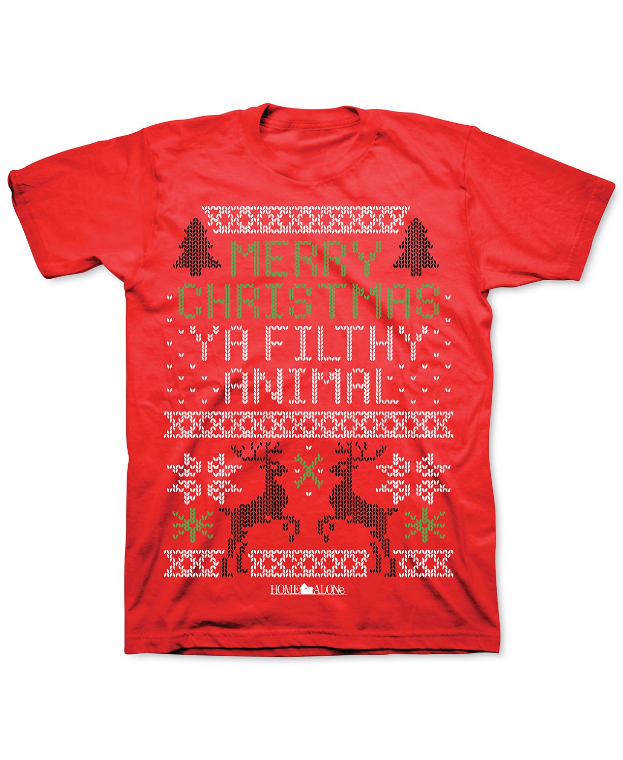 Camiseta masculina Freeze com estampa de animais de Natal, vermelha, tamanho grande