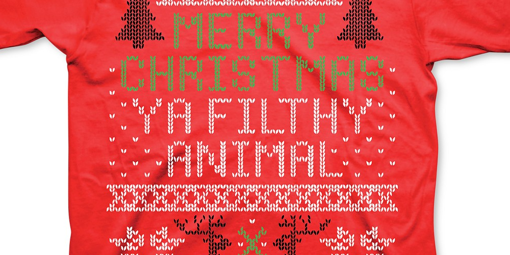 Camiseta masculina Freeze com estampa de animais de Natal, vermelha, tamanho grande
