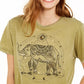Camiseta cropped com estampa metálica elefante Rebellious One Juniors, verde médio, tamanho médio