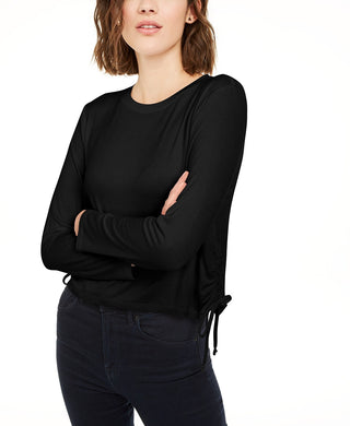 Rebellious One Juniors' Top com franzidos laterais, preto, tamanho extra grande