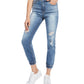 Calça jeans rasgada Dollhouse Juniors, tamanho 5, azul
