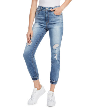 Dollhouse Juniors' Ripped Jogger Jeans Blue Size 5