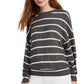 Gypsies &amp; Moondust Juniors' Blusa listrada aconchegante com manga dolman cinza tamanho grande