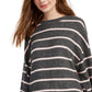 Gypsies &amp; Moondust Juniors' Blusa listrada aconchegante com manga dolman cinza tamanho grande