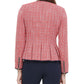 Jaqueta de tweed feminina Tommy Hilfiger com bainha peplum, vermelha, tamanho 2
