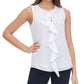 Blusa Tommy Hilfiger Feminina com Babados na Frente, Branca, Tamanho Grande
