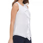 Blusa Tommy Hilfiger Feminina com Babados na Frente, Branca, Tamanho Médio