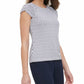 Blusa feminina Tommy Hilfiger estampada com manga franzida, tamanho extra grande, branca
