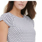 Blusa feminina Tommy Hilfiger estampada com manga franzida, tamanho extra grande, branca