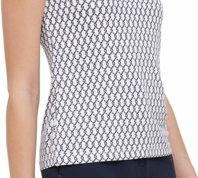 Blusa feminina Tommy Hilfiger estampada com manga franzida, tamanho extra grande, branca