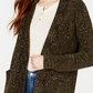 Cardigan Hippie Rose Juniors mesclado em malha shaker chenille verde escuro tamanho pequeno