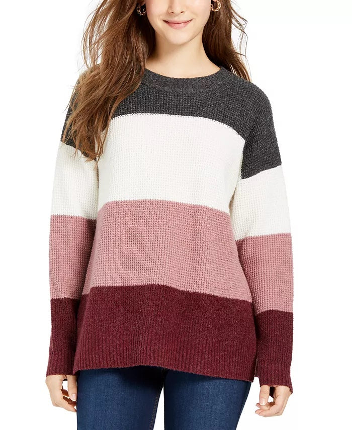 Suéter de malha térmica com blocos de cores Hippie Rose Juniors, tamanho extra grande, vermelho