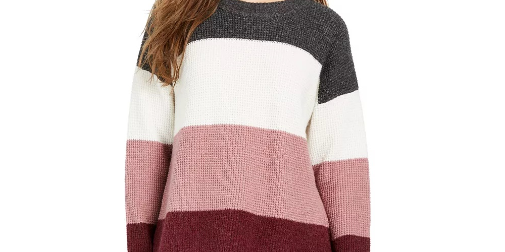 Suéter de malha térmica com blocos de cores Hippie Rose Juniors, tamanho extra grande, vermelho