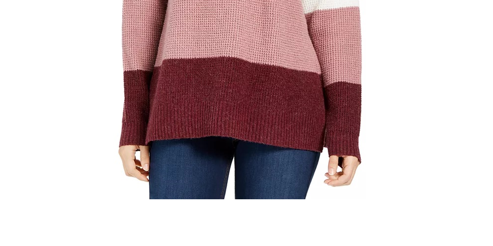 Suéter de malha térmica com blocos de cores Hippie Rose Juniors, tamanho extra grande, vermelho