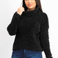 Suéter Hippie Rose Juniors Chenille Gola Alta Preto Tamanho Médio