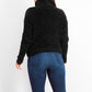 Suéter Hippie Rose Juniors Chenille Gola Alta Preto Tamanho Médio