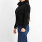 Suéter Hippie Rose Juniors Chenille Gola Alta Preto Tamanho Médio