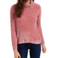 Suéter Hippie Rose Juniors Chenille Gola Alta Rosa Brilhante Tamanho Grande