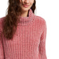 Suéter Hippie Rose Juniors Chenille Gola Alta Rosa Brilhante Tamanho Grande