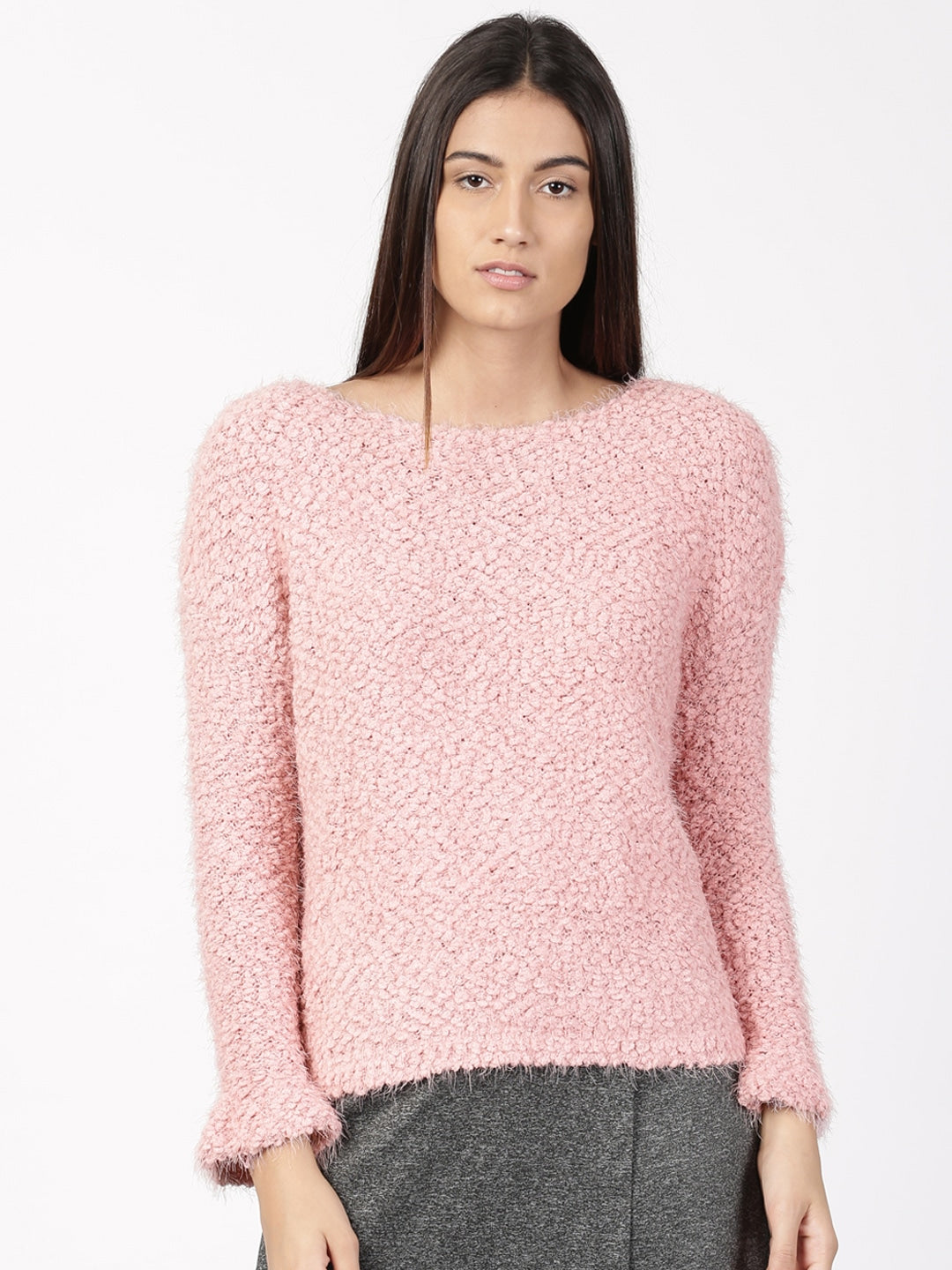 Suéter Hippie Rose Juniors Texturizado Alto-Baixo Rosa Tamanho Médio