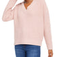 Suéter Hippie Rose Juniors com decote em V em chenille rosa tamanho grande