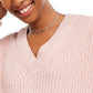 Suéter Hippie Rose Juniors com decote em V em chenille rosa tamanho grande