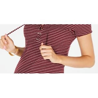 Top de malha canelada com cadarço Hippie Rose Junior, vermelho, tamanho X-S