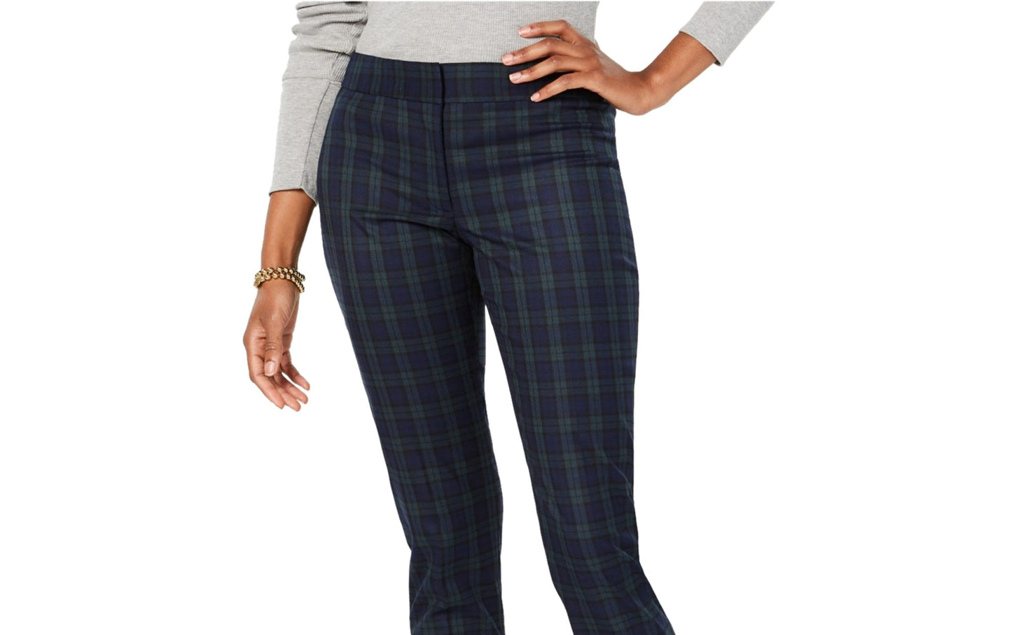 Calça social feminina Tommy Hilfiger xadrez slim fit azul tamanho 16