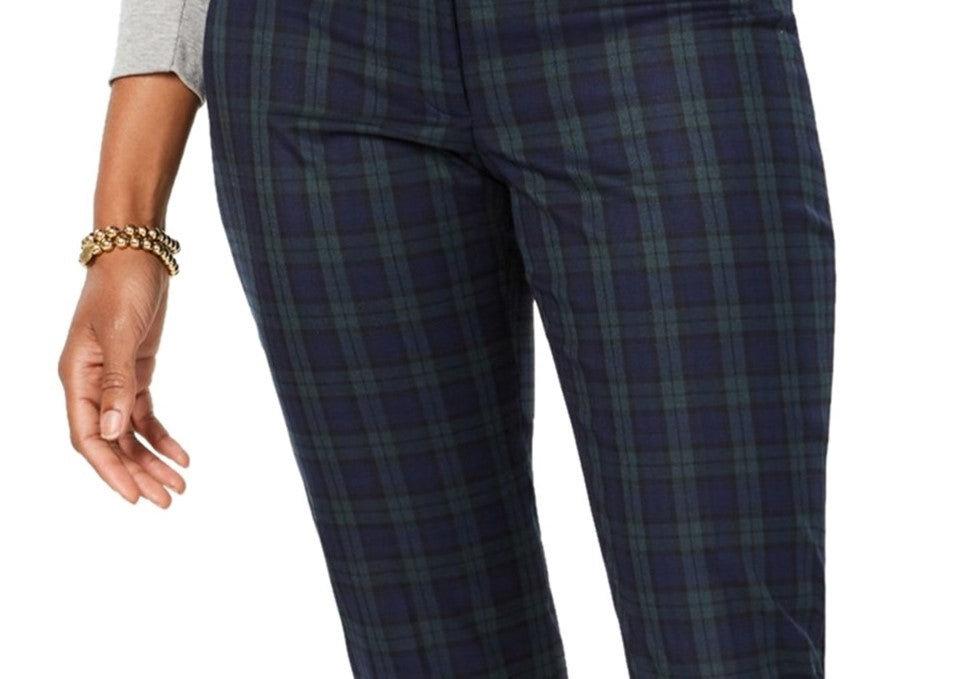 Calça social feminina Tommy Hilfiger xadrez slim fit azul tamanho 16