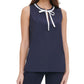Blusa Tommy Hilfiger Feminina com Decote em V e Acabamento Contrastado, Azul Escuro, Tamanho Médio