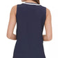Blusa Tommy Hilfiger Feminina com Decote em V e Acabamento Contrastado, Azul Escuro, Tamanho Médio