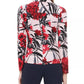 Blusa feminina Tommy Hilfiger com botões e gola floral, rosa, tamanho pequeno