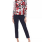 Blusa feminina Tommy Hilfiger com botões e gola floral, rosa, tamanho pequeno
