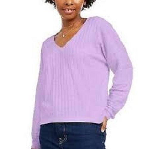Top canelado com decote em V aconchegante Hippie Rose Juniors, roxo, tamanho pequeno