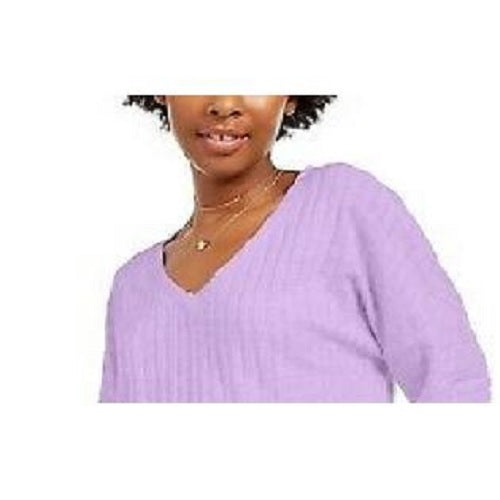 Top canelado com decote em V aconchegante Hippie Rose Juniors, roxo, tamanho pequeno