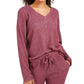 Blusa de malha Henley Waffle Hippie Rose Juniors, rosa médio, tamanho extrapequeno