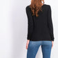 Blusa Hippie Rose Juniors com botões frontais e torcidos, preta, tamanho pequeno