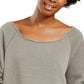 Blusa de moletom com gola canoa Hippie Rose Juniors, cinza, tamanho médio