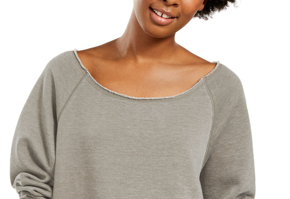 Blusa de moletom com gola canoa Hippie Rose Juniors, cinza, tamanho médio