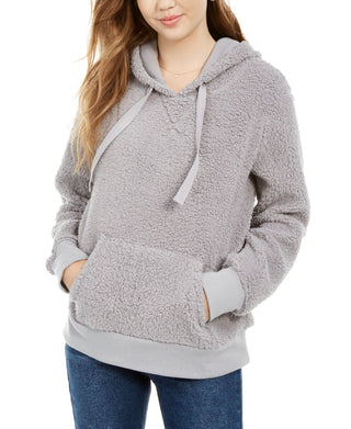 Moletom com capuz Sherpa Hippie Rose Juniors Cinza Tamanho Grande