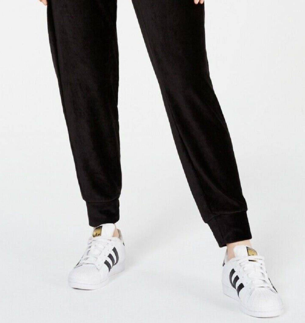 Calça jogger de veludo cotelê Hippie Rose Juniors preta, tamanho médio