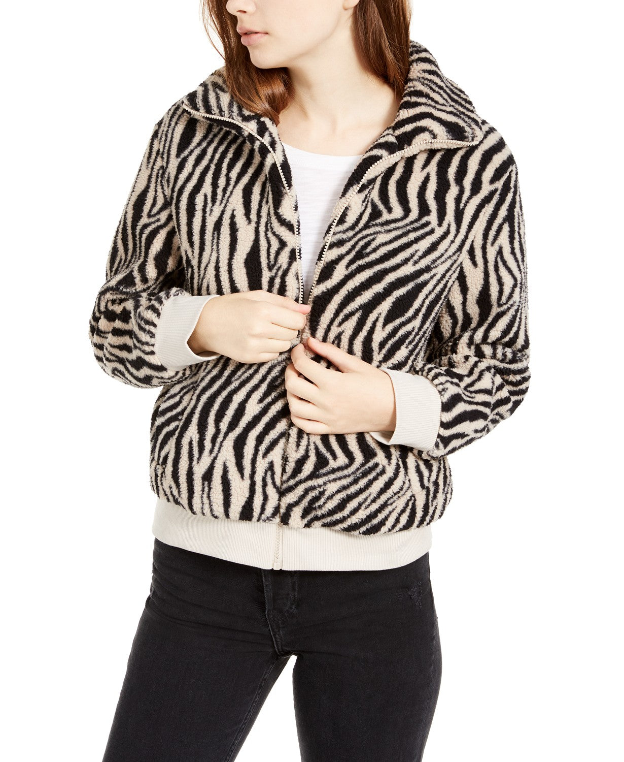 Jaqueta Sherpa Hippie Rose Juniors Branca Tamanho Extra Pequeno