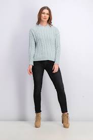 Hippie Rose Juniors' Cable-Knit Drop-Shoulder Sweater Green Size Extra Small
